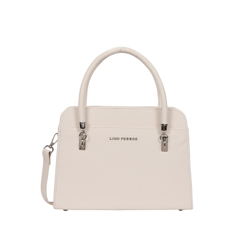 Lino Perros Off-White Solid Handheld Bag with Detachable Sling Strap