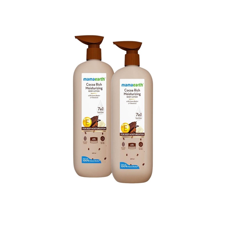 Mamaearth Set Of 2 Cocoa Rich Moisturizing Body Lotion With Vitamin E – 400 ml Each