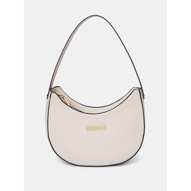 Mast & Harbour Cream-Coloured Half Moon Hobo Bag
