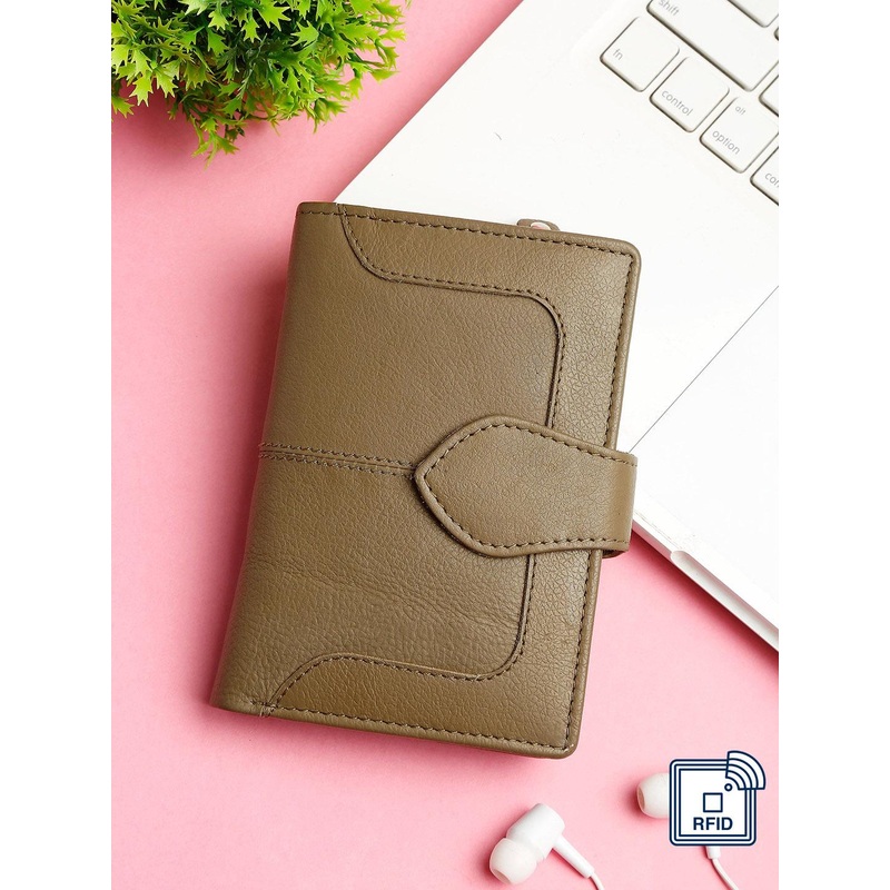 Teakwood Leathers Women Beige Textured Leather Three Fold Wallet