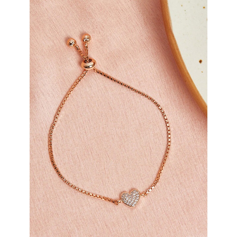 Voylla Women Rose Gold & White Brass Rose Gold-Plated Charm Bracelet