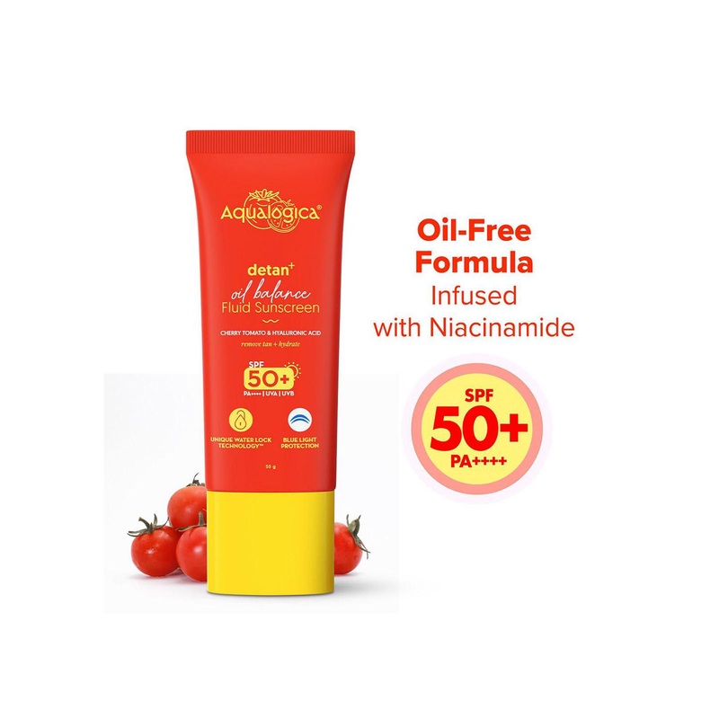 Aqualogica Detan+ Oil Balance Fluid UVA UVB SPF 50+ PA++++ Sunscreen – 50g