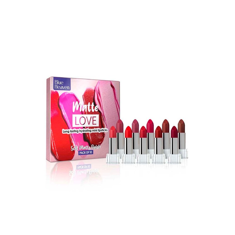 Blue Heaven Set Of 10 Matte Love Long Lasting Hydrating Mini Lipsticks – 1.3g Each