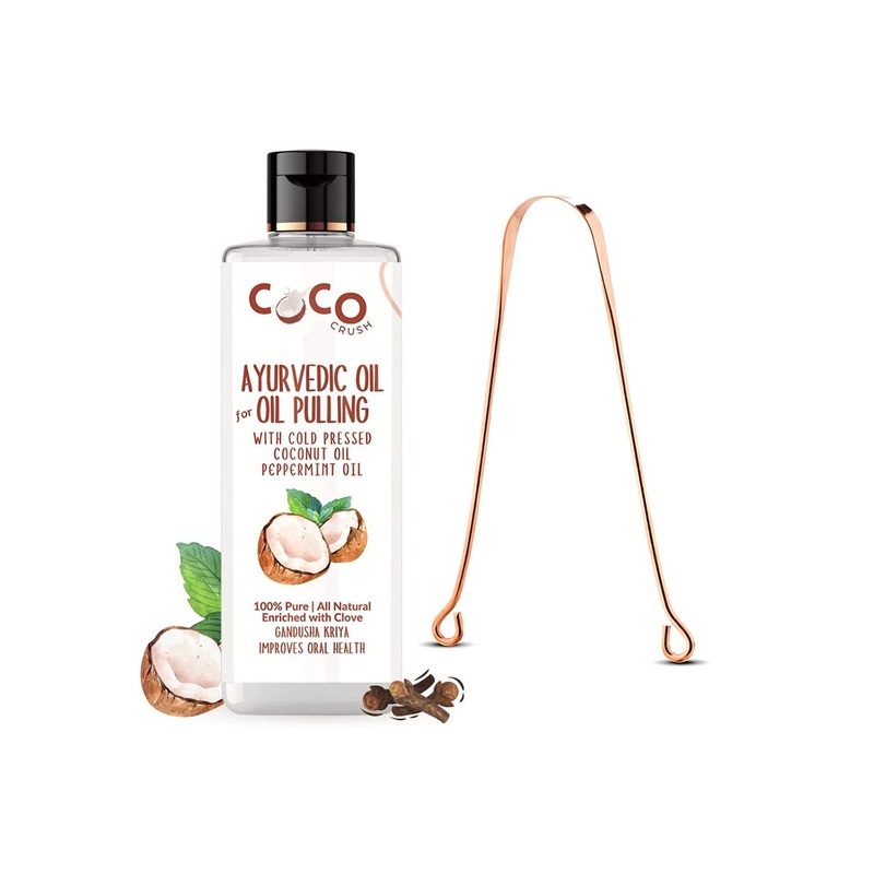 Coco Crush Ayurvedic Virgin Coconut Oil For Oil Pulling With Tongue Cleaner-100ml