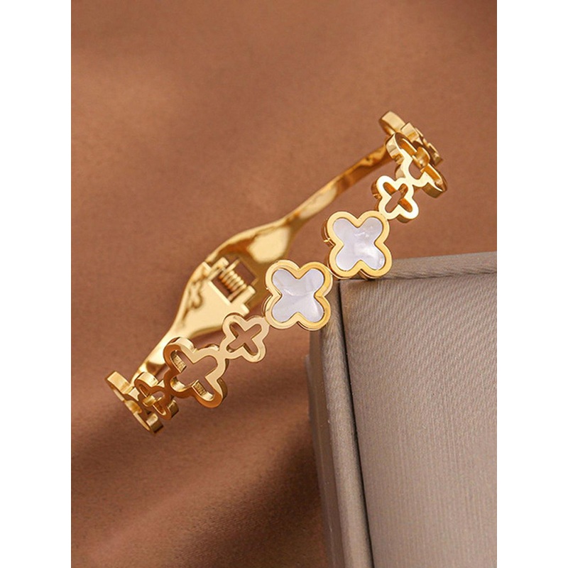 Designs & You Women Mother of Pearl Gold-Plated Bangle-Style Bracelet