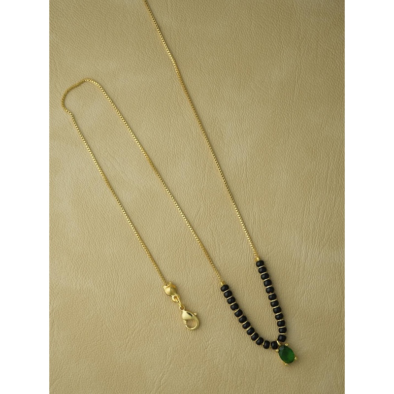 jueri Gold-Plated Artificial Stones and Beads Mangalsutra
