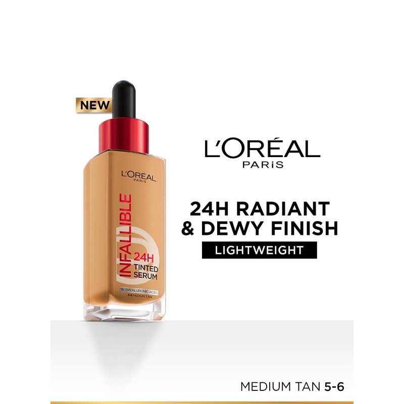LOreal Paris Infallible 24H Lightweight Dewy Tinted Serum Foundation 30ml – Medium-Tan 5-6