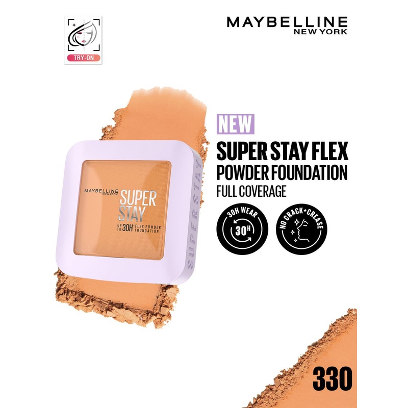 Maybelline New York Super Stay Flex 30H Wear Powder Foundation Compact for Oily Skin – 330