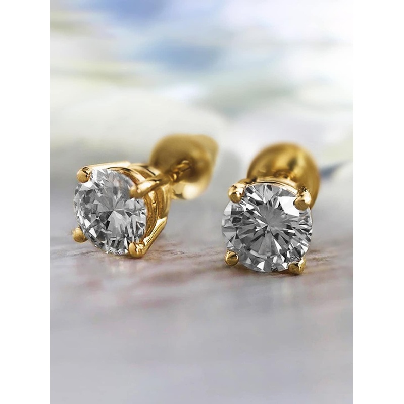 Peora Gold Plated Cubic Zirconia Studded Stud Earrings