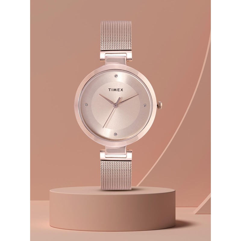 Timex Women Rose Gold-Toned Dial & Straps Bracelet Style Analogue Watch TWEL107SMU02