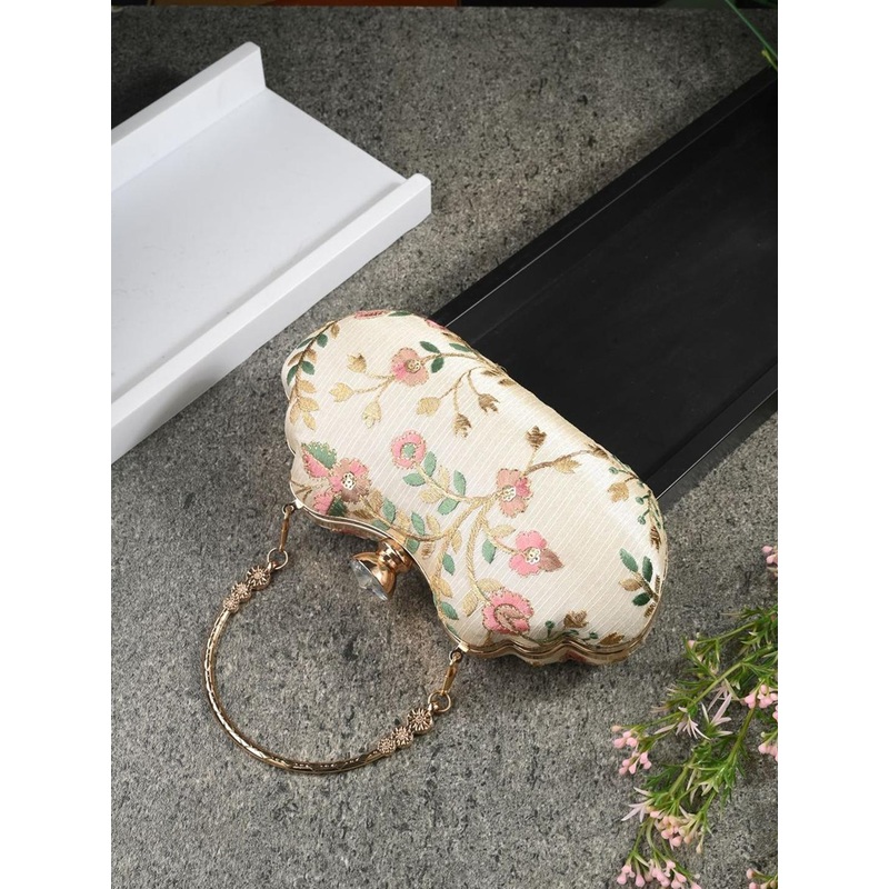 Anouk White Embellished Box Clutch