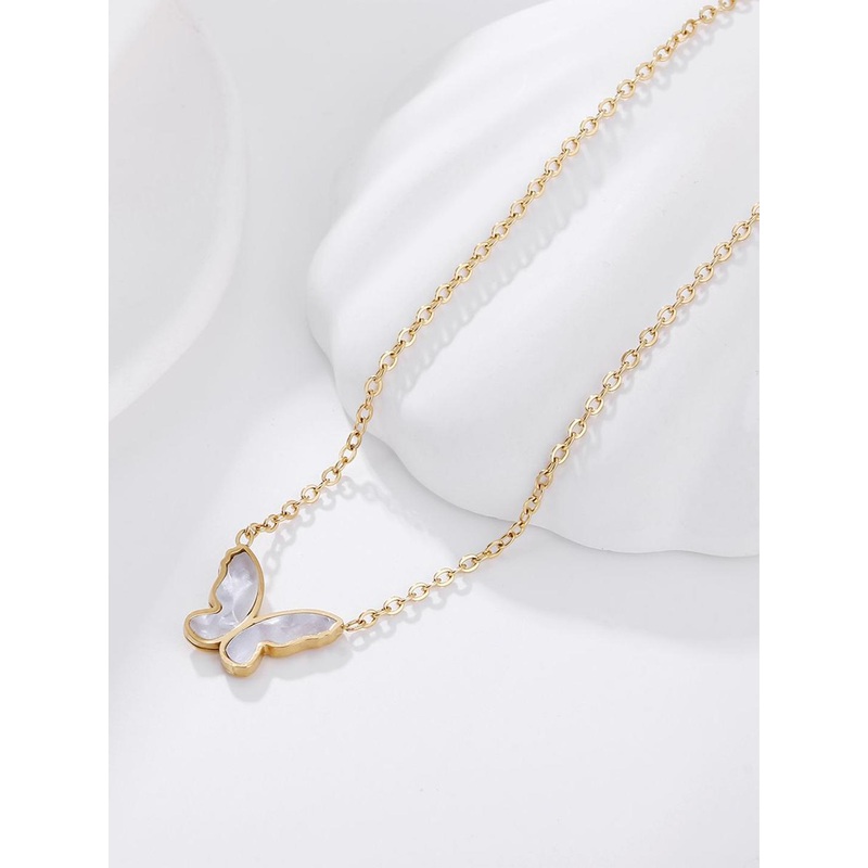 DESTINY JEWELS Stainless Steel Butterflay Gold Plated Pandant Neclace