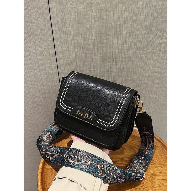 Diva Dale Embellished Printed Strap PU Structured Sling Bag