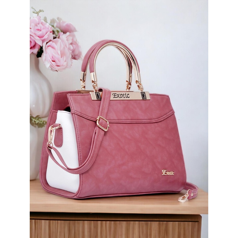 Exotic Pink PU Structured Sling Bag