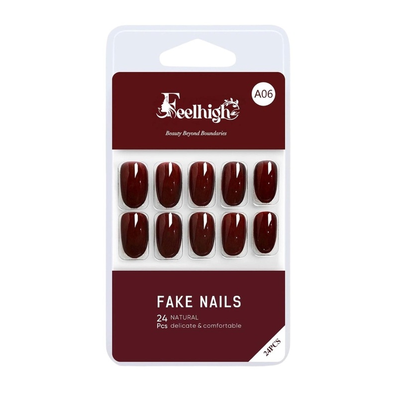FEELHIGH 24-Pcs Long Lasting Reusable Artificial Fake Nail Set – A06