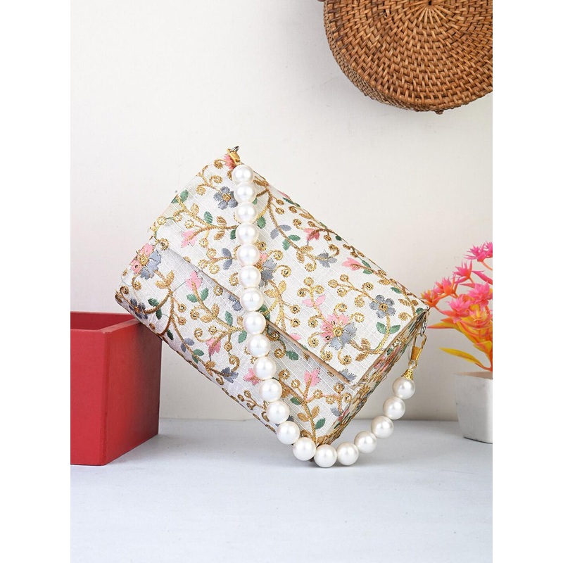 gaura pakhi Embroidered Foldover Clutch