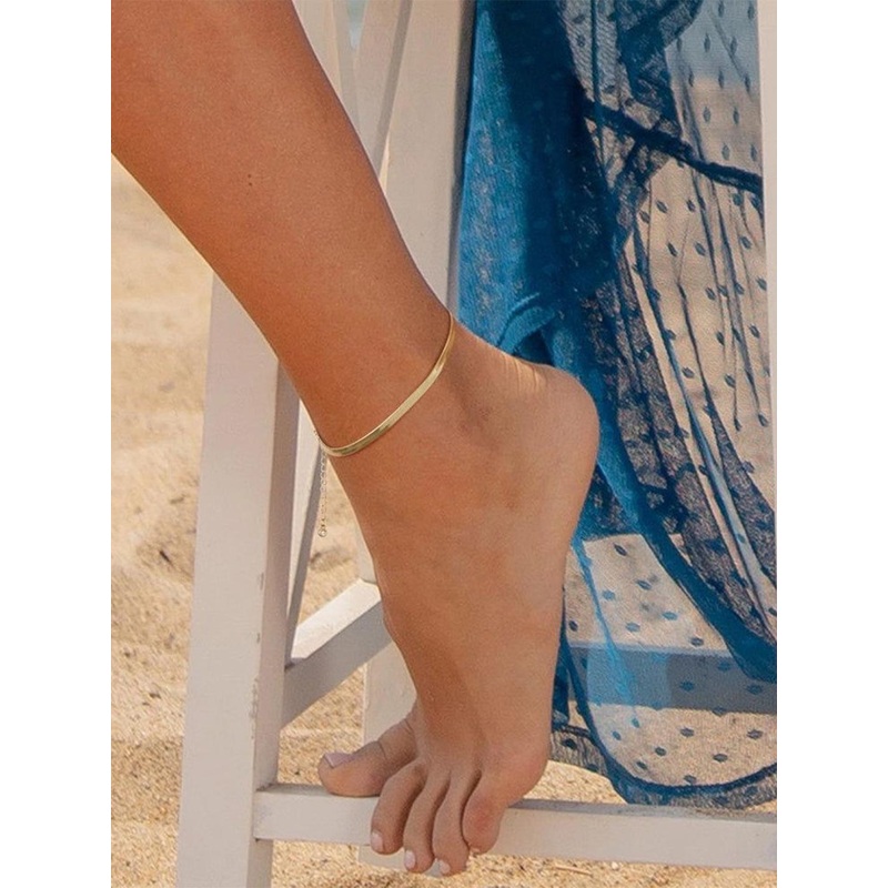 JEWILLEY Stainless Steel 1 Piece Gold-Plated Anklet