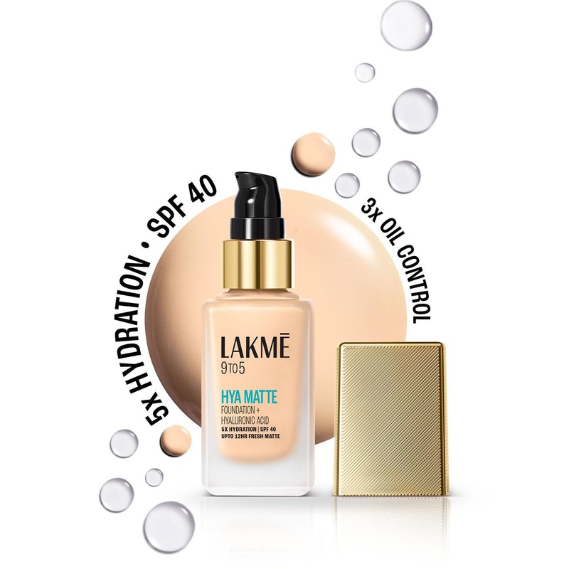 Lakme 9to5 Hya Matte Foundation With Hyaluronic Acid & SPF40 25ml – Warm Light