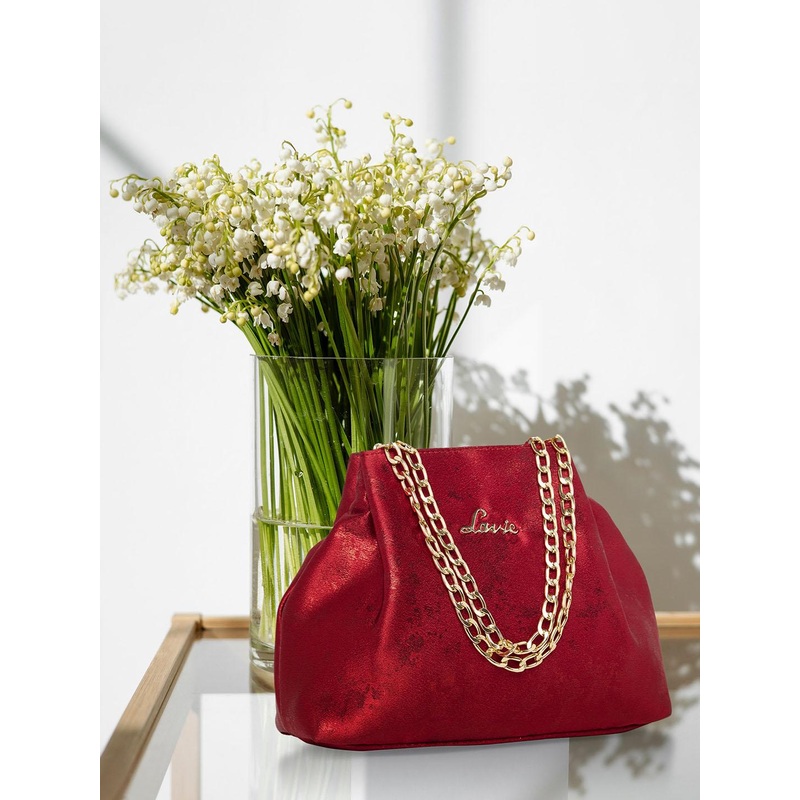 Lavie Shaya Red & Gold-Toned Potli Clutch