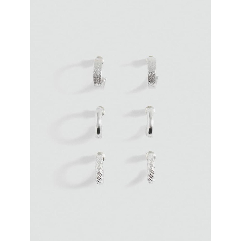 MANGO Set of 3 Circular Half Hoop Earrings