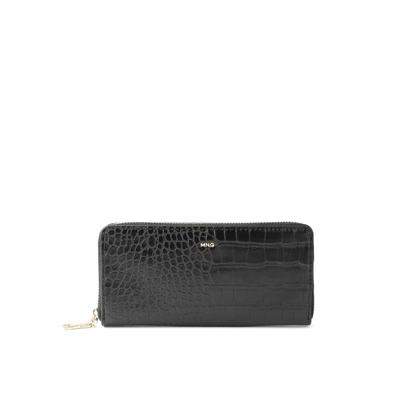 MANGO Women Croc-Effect Zip Around Wallet