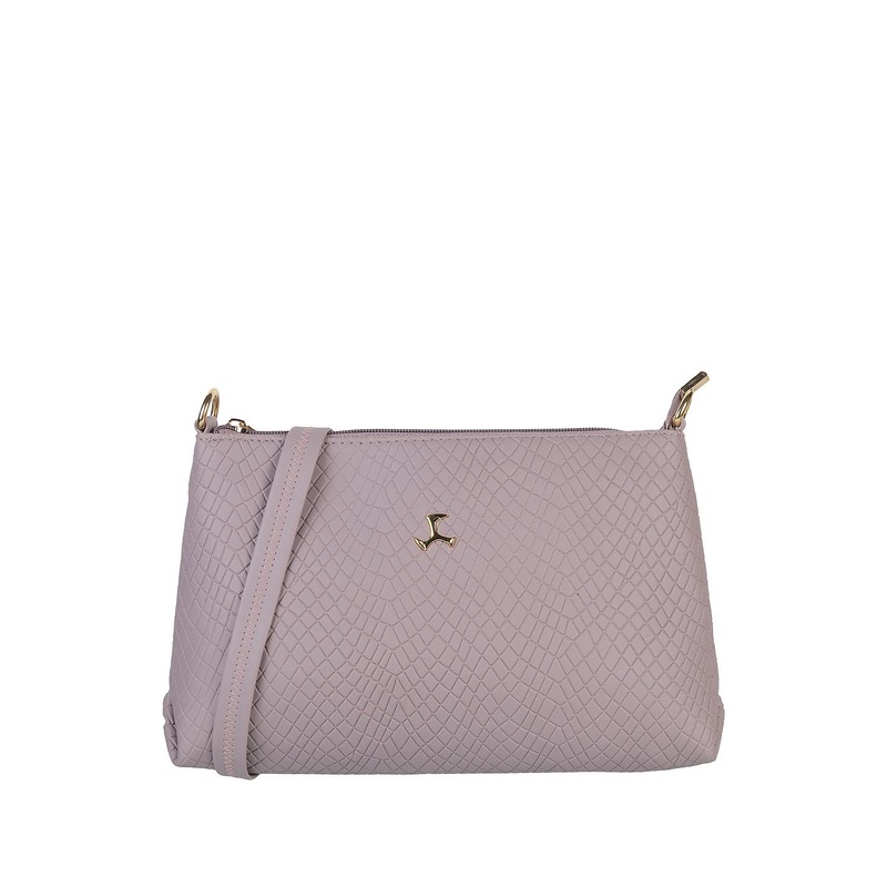 Mochi Purple Textured PU Structured Sling Bag with Quilted