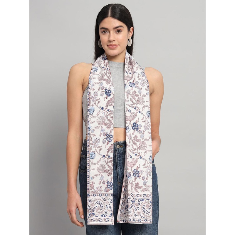 Ravaiyaa Women Hand Block Floral Printed Cotton Scarf