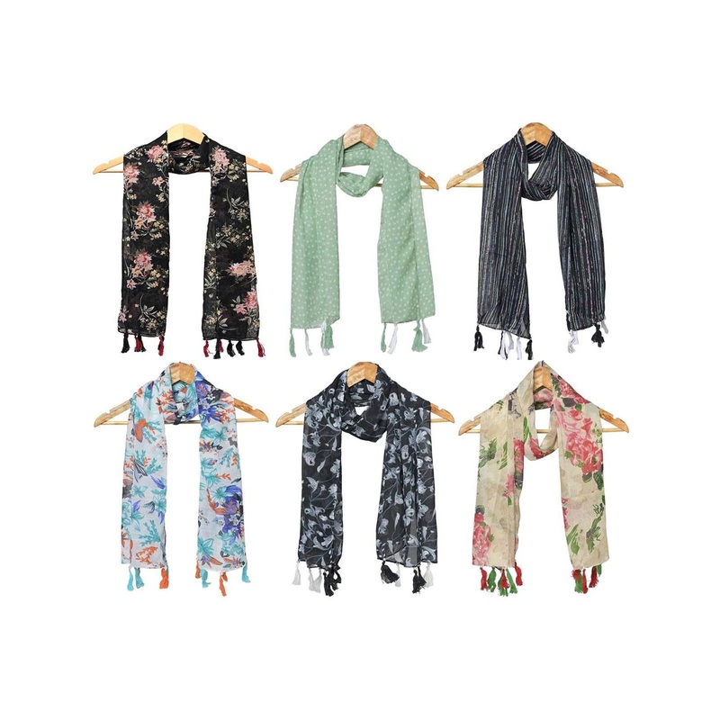 StoleVilla Women Pack Of 6 Floral Printed Stole