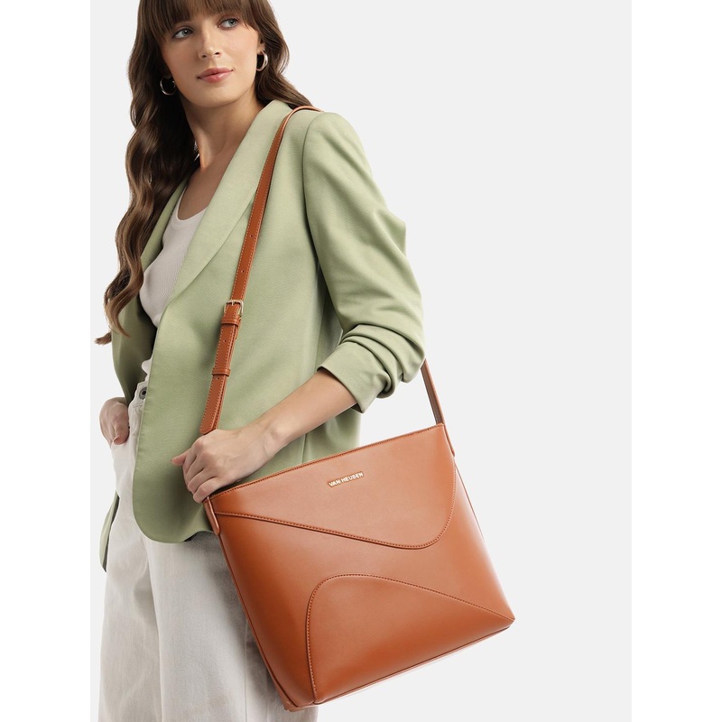 Van Heusen Brand Logo Embossed Structured Sling Bag