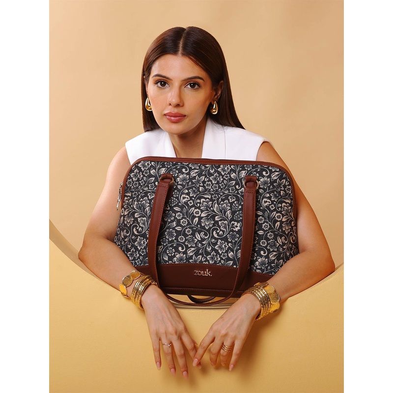 ZOUK Floral Printed Structured Shoulder Bag