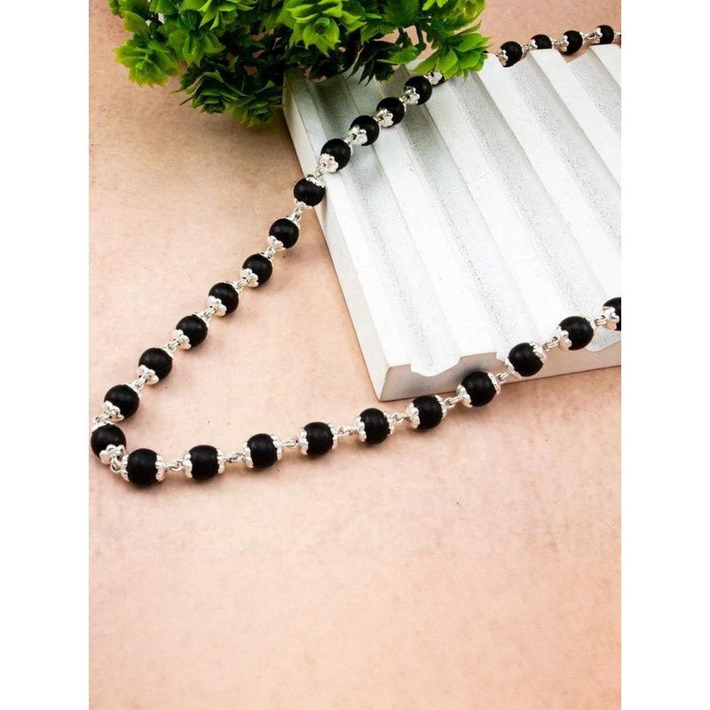 Airtick Black Moti Karungali Beads Necklace