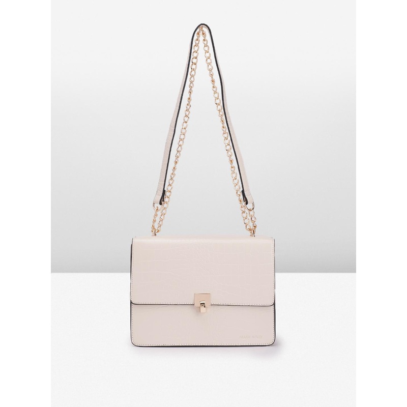 Allen Solly Crocodile Textured PU Structured Shoulder Bag