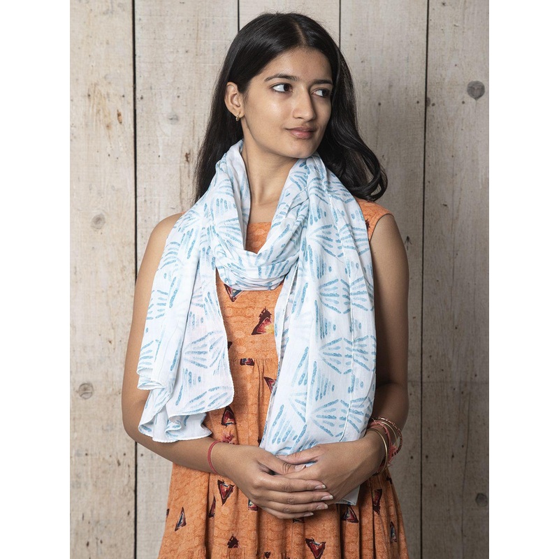 Contrast Living Abstract Printed Pure Cotton Scarf