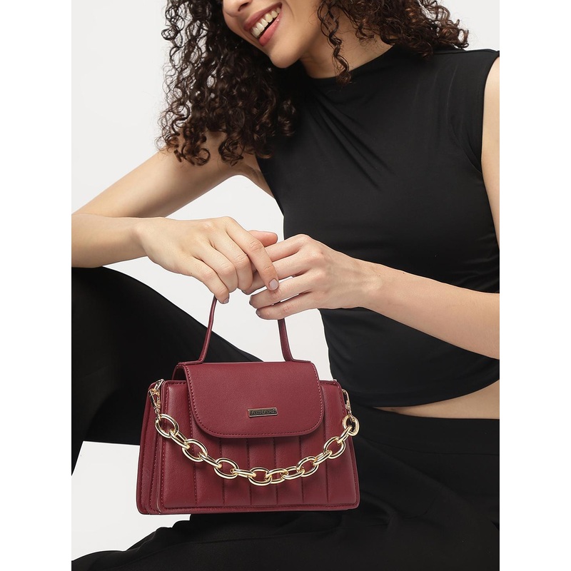 Fastrack Self Design Structured Sling Bag with Quilted Detail