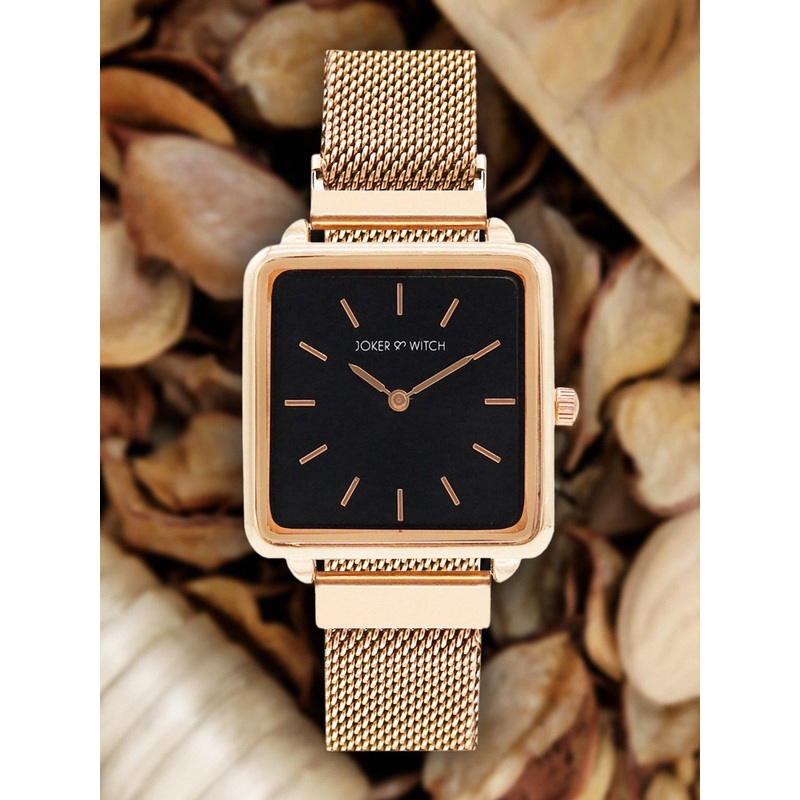 JOKER & WITCH Women Black & Rose Gold-Toned Analogue Watch AMWW311