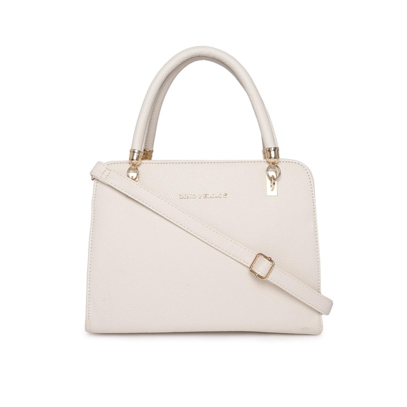Lino Perros Off-White Solid Handheld Bag with Sling Strap