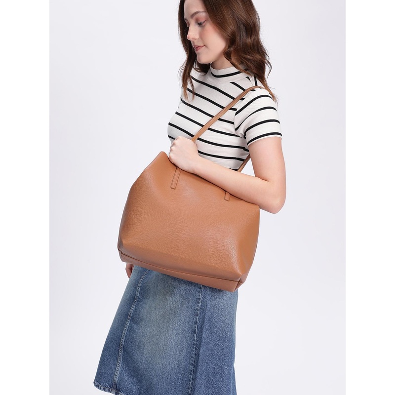 MANGO Textured Oversized Shopper Tote Bag