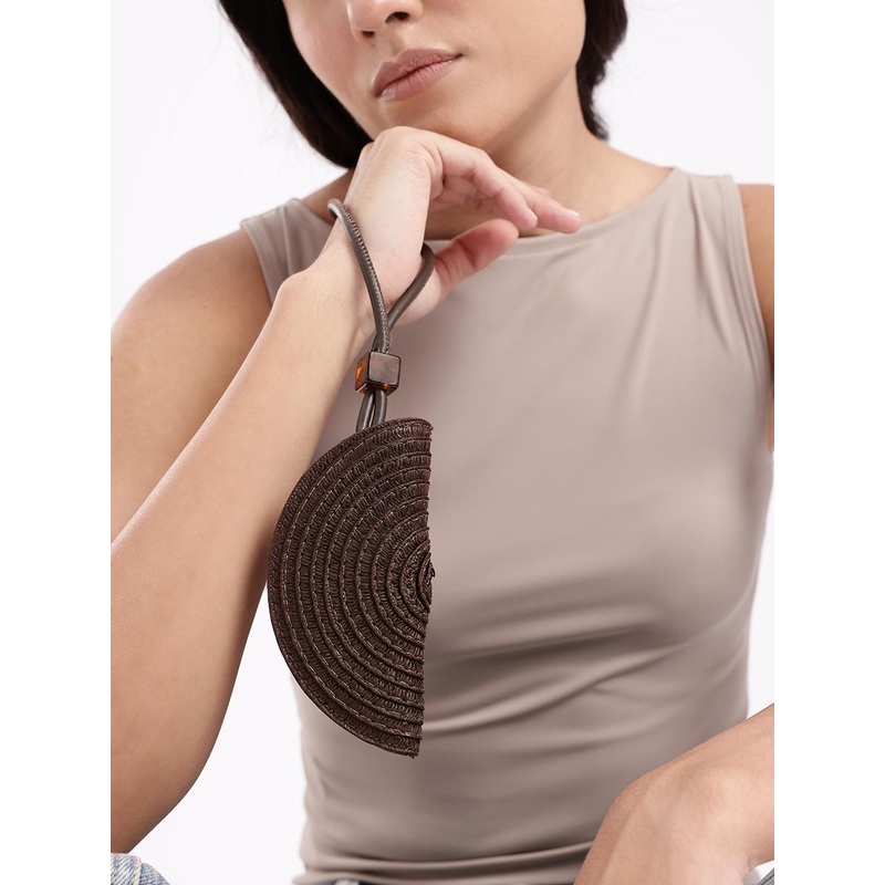 MANGO Women Natural Fibre Mini Coin Purse With Bead Detail