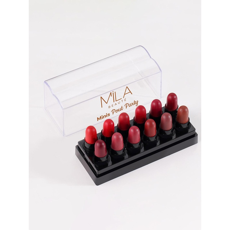 MILA BEAUTE Minis Pout Party Set Of 12 Highly-Pigmented Bullet Lipstick- 4g Each – Shade-A