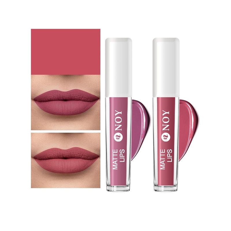 NOY Set Of 2 Matte Lips Lightweight Liquid Lipstick 4ml Each – Nude Pink-Mauve Nude