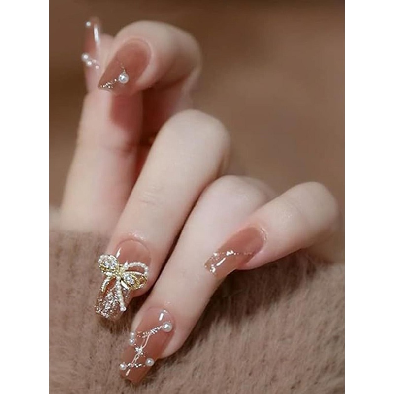 The Pink Truck Set Of 24 Reusable Artificial Nails With Wooden Stick, Glue & Filer