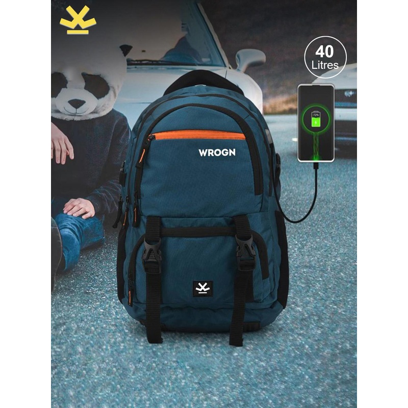 WROGN Printed USB Charging Port Reflective Strip Large Backpack with Rain Cover 31L