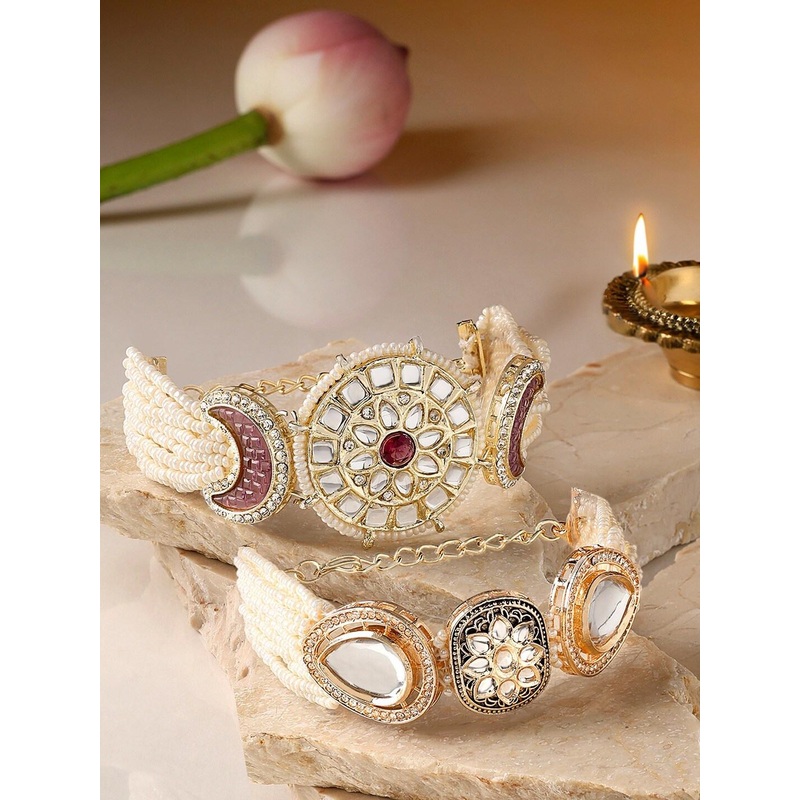 Zaveri Pearls Set of 2 Gold-Plated Wraparound Bracelet