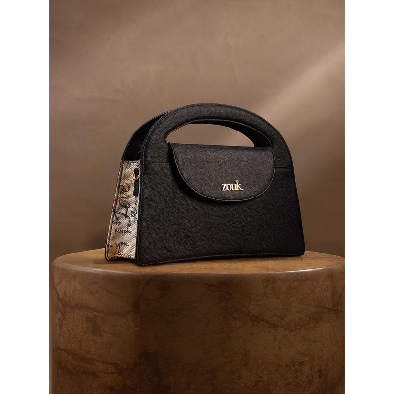 ZOUK Printed Structured Sling Bag with Applique