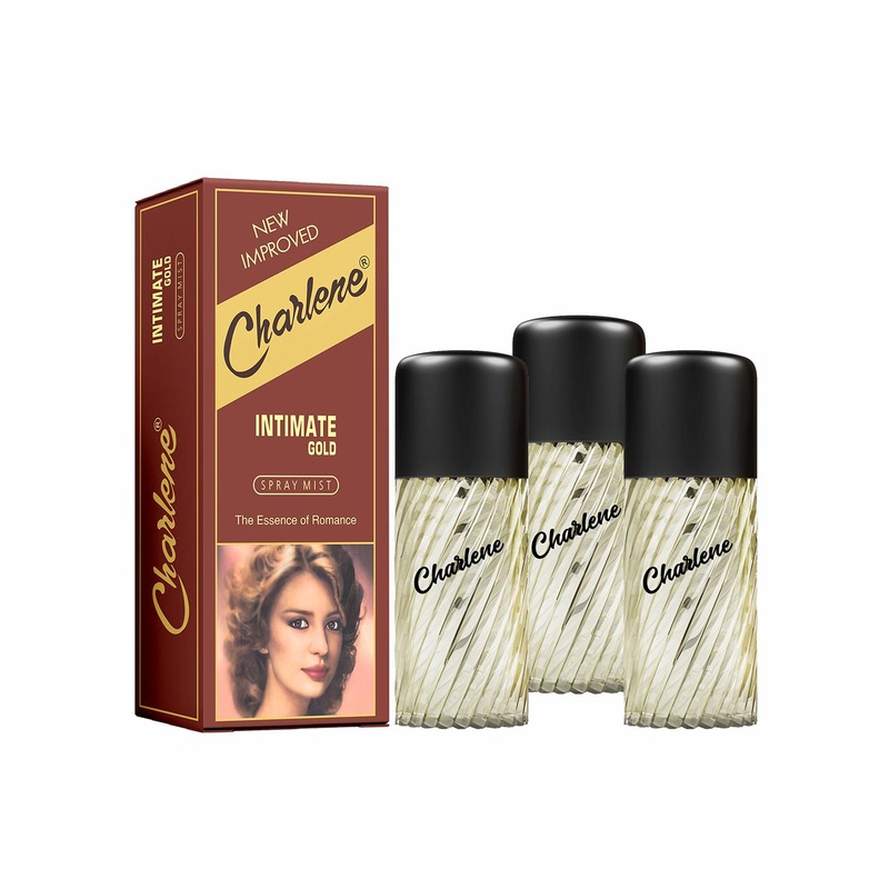 CHARLENE Set of 3 Intimate Gold Long Lasting Spray Perfume Mist – 30 ml Each
