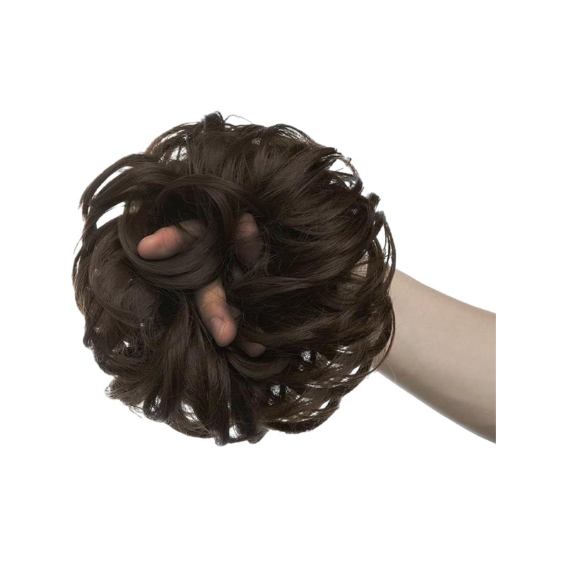 D-Divine Halo Curly Bun Hair Extension – Brown – 5.5 Inch