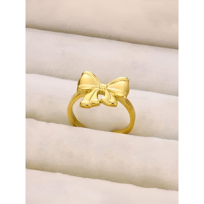 Designs & You Gold-Plated Stainless Steel Bow Shaped Adjustable Finger Ring