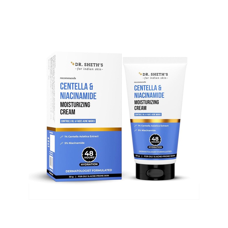 DR. SHETHS 1% Centella Asiatica & 5% Niacinamide Moisturizing Cream Fades Acne – 50 g