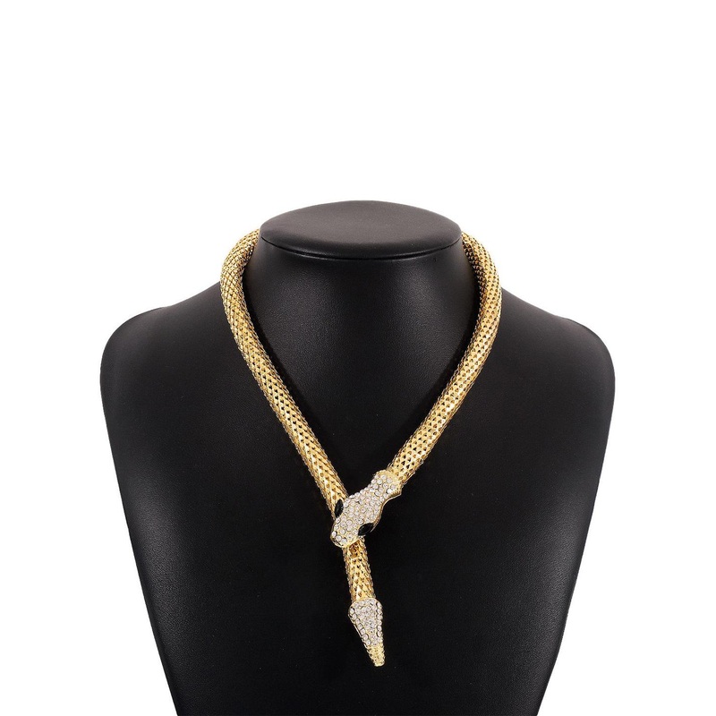 Just Lil Things Stone Studded Snake Textured Necklace