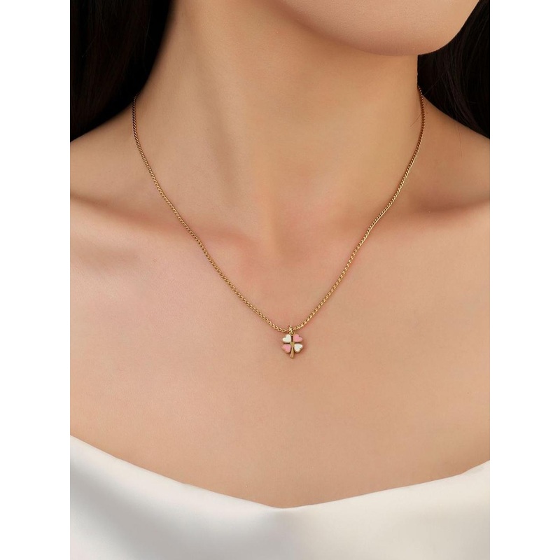 SALTY Gold-Plated Floral Stainless Steel Studded Pendants With Chains